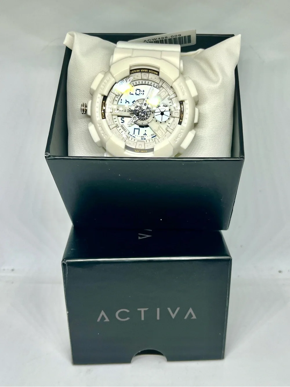 Activa White Sport Digital-Analog Watch, Men’s